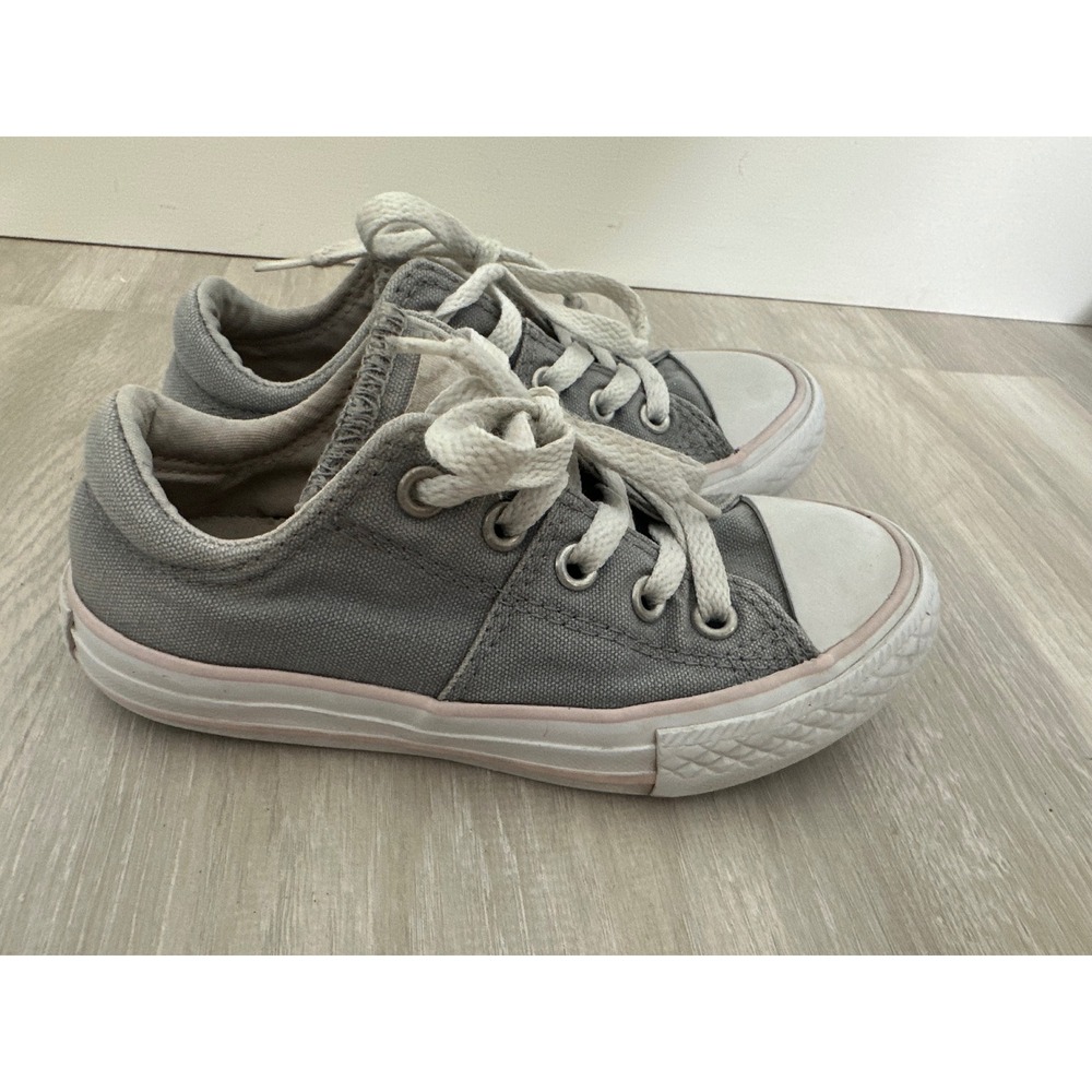 Kids Converse All Star Low Top‎ Sneakers Gray Canvas Lace Up Casual Shoes Sz 11
